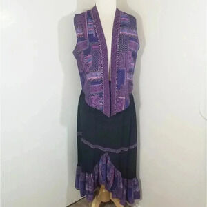 {Red Rock Reflections} SET: Vintage 90s Patchwork Ruffled Skirt & Vest
